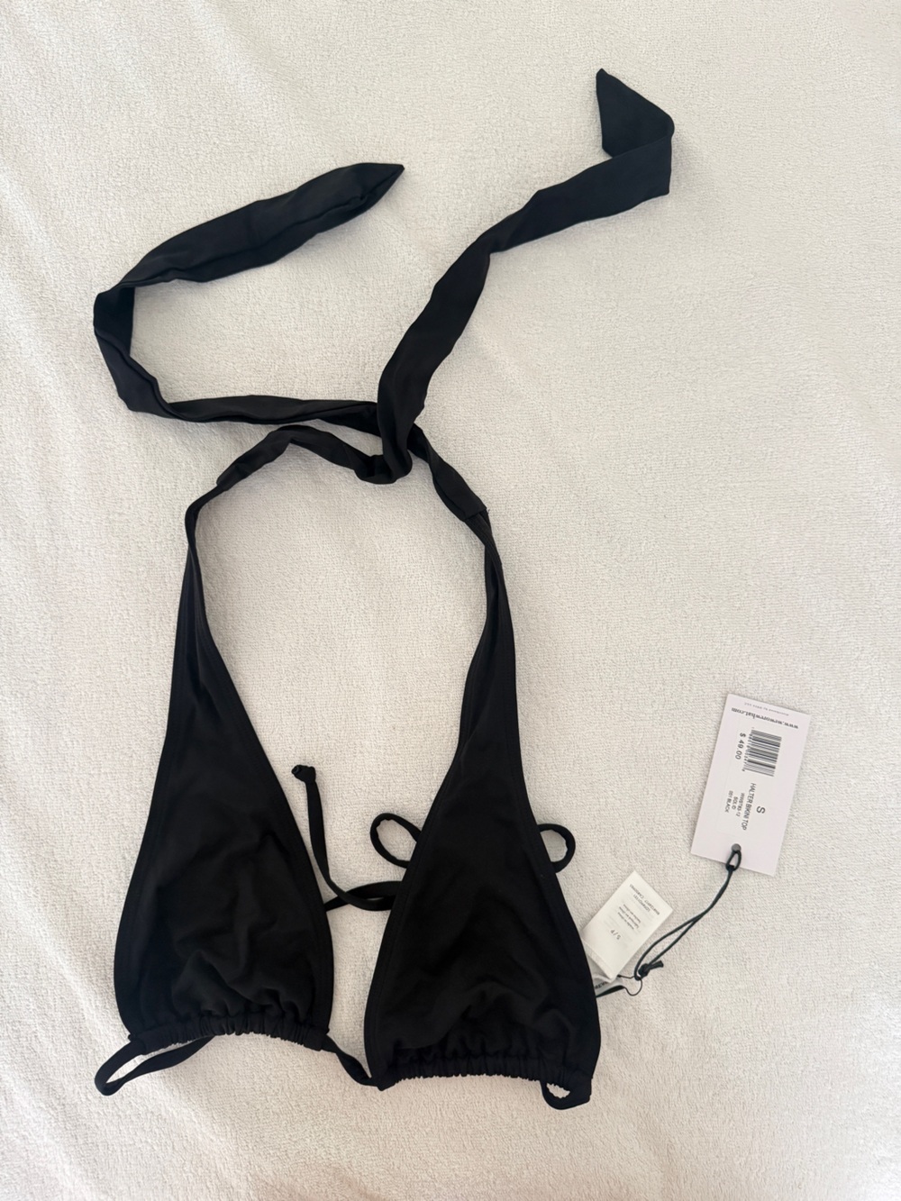 NWT-WeWoreWhat Black Halter Tie Bikini Top-S